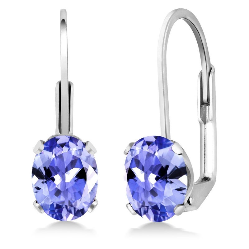 Gem Stone King Oval Leverback Earrings for Women | 925 Sterling Silver | 7X5MM Oval Gemstone Birthstone | Fine Jewelry for Her Mom Wife - Image 1